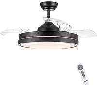 WQHPLMD Popular Factory 42" LED Retractable Ceiling Fans with Lights Flush Mount Ceiling Fans Remote Control Ceiling Fan with Dimmable Light for Bedroom Living Room Kitchen Island