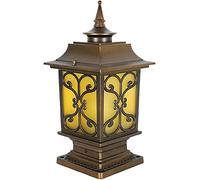 WQHPLMD Poste à LED extérieur Light Vintage Jaune en Verre Pilier Pilier Pilier Japonais Cast Aluminium Extérieur luminaires de Cour Lampad
