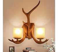 WQHPLMD Retro Resin Antler Sconce with Two Lights for Bedrooms, Living Rooms and More