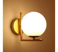 WQHPLMD Retro Round Glass Shade LED Wall Lantern for Bedroom, Living Room & Entrance Lighting