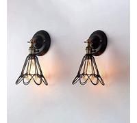 WQHPLMD Rustic Industrial Wall Light, Adjustable Metal Wire Cage and Antique Lampshade - 30x15 CM for Bedroom & Living Room