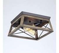 WQHPLMD Rustic Wood Ceiling Light for Living Room and Bedroom - E27 * 2