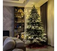 WQHPLMD Sapin de Noël Artificiel, épicéa de Noël à charnière Non éclairé avec Pointes de Branches Mixtes en PE PVC, Support en métal, décoration intérieure hivernale pour Festival de Vacances, 2,1 m