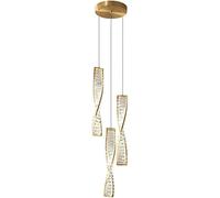 WQHPLMD Spiral Luxury Crystal Pendant Light Gold Dimmable LED Staircase Chandelier Black Ceiling Hanging Lamp for Dining Room Home Decor Bedroom Living Room Suspended Light Fixture