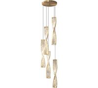 WQHPLMD Spiral Luxury Crystal Pendant Light Gold Dimmable LED Staircase Chandelier Black Ceiling Hanging Lamp for Dining Room Home Decor Bedroom Living Room Suspended Light Fixture