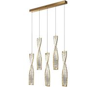 WQHPLMD Spiral Luxury Crystal Pendant Light Gold Dimmable LED Staircase Chandelier Black Ceiling Hanging Lamp for Dining Room Home Decor Bedroom Living Room Suspended Light Fixture