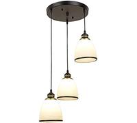 WQHPLMD Stylish Elegant American Retro Glass Chandelier - Set of 3 Pendant Lights for Living Room, Bedroom & Dining Room