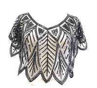 WQHPLMD Summer Beading Elegant Shawl Wrap Black Lace Bolero Women Short Cape Sequined Sparking Jacket Shrug (Color : A, Size : One Size)