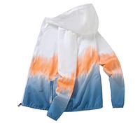 WQHPLMD Summer Sun Protection Clothing Hooded Ultra-Light Quick-Drying Breathable Sun Protection Skin Jacket Contrast Color Jacket (Color : A, Size : Medium)