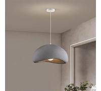 WQHPLMD Suspension Industrielle Moderne pour îlot de Cuisine, scandinave Gris Blanc pour Salle à Manger, Grand Abat-Jour en résine de béton, plafonnier Suspendu en Forme de nid d'oiseau pour