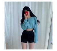 WQHPLMD T-Shirts à Manches Longues Femmes Spring Solide Loose Crop Top Top Girls T-Shirt T-Shirt All-Match