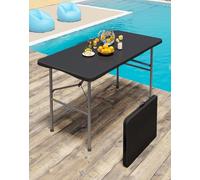 WQHPLMD Table Pliante Noire de 4 Pieds pour l'extérieur, Tables de Pique-Nique de 4 Pieds Aucun Assemblage requis, Table Pliable Noire Portable pour Le Camping, Les fêtes, Les réunions, Les