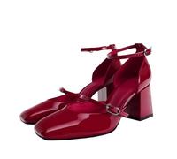 WQHPLMD Talon de Bloc pour Femmes fermées Orteil carré Mary Jane Pompes de Travail Sandales de Travail 7cm