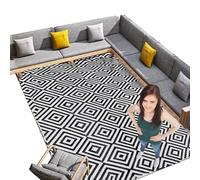 WQHPLMD Tapis de Paille en Plastique d'extérieur imperméable résistant aux UV de 9 x 12 Pieds - Tapis réversible intérieur/extérieur pour Patio, terrasse, Camping, Camping-Car, Balcon ; Tapis