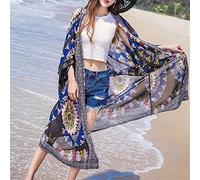 WQHPLMD Tulle Outside with Ice Silk Chiffon Air-Conditioning Shirt Cardigan Women's Summer Mid-Length Beach Shawl Blouse (Color : A, Size : L Code)