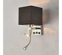 WQHPLMD USB Headboard Reading Light with Gooseneck Arm Bedside Decor for Living Room Bedroom Hardwired Sconces Fabric Lamp