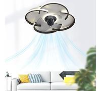 WQHPLMD Ventilateur de Plafond à Fleurs à LED de 19,7 Pouces avec lumière à Gradation Continue à Distance 90W Plafonnier de Ventilateur encastré Moderne en Or Noir pour Chambre à Coucher, Salon, 6
