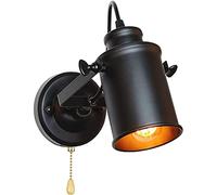 WQHPLMD Vintage Black Metal Wall Sconce for Living Room and Bedroom - E27 Socket, Retro Style