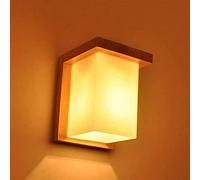 WQHPLMD Vintage Wooden LED Lamp with Glass Shade, Wall Mount for Living Room and Bedrooms - E27 Socket