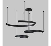 WQHPLMD White 3 Ring Light LED Ceiling Chandelier 65W/100W Circular 2 Round Hanging Chandelier Dining Table Farmhouse Black Ceiling Pendant Lamp for Kitchen Living Room Bedroom Foyer Office