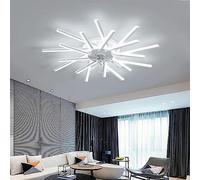 WQHPLMD White Ceiling Fans with Lights and Remote Gold Dimmable LED Ceiling Fan Flush Mount Linear Bar Silent Chandelier Ceiling Fan, 6 Gear Wind, DC Reversible, for Bedroom Living Room