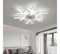 WQHPLMD White Ceiling Fans with Lights and Remote Gold Dimmable LED Ceiling Fan Flush Mount Linear Bar Silent Chandelier Ceiling Fan, 6 Gear Wind, DC Reversible, for Bedroom Living Room