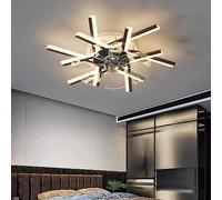 WQHPLMD White Ceiling Fans with Lights and Remote Gold Dimmable LED Ceiling Fan Flush Mount Linear Bar Silent Chandelier Ceiling Fan, 6 Gear Wind, DC Reversible, for Bedroom Living Room