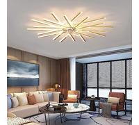 WQHPLMD White Ceiling Fans with Lights and Remote Gold Dimmable LED Ceiling Fan Flush Mount Linear Bar Silent Chandelier Ceiling Fan, 6 Gear Wind, DC Reversible, for Bedroom Living Room