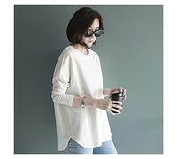 WQHPLMD Woman Tshirts Sweater Long Sleeve White T-Shirt Women Loose Round Collar in