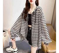WQHPLMD Women Hooded Ice Silk Summer Thin Breathable Striped Sunscreen Loose Casual Jacket