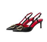 WQHPLMD Women Kitten Heel Close Pointed Toe Sandals Slingback Slip on Wedding Party Dress Pumps