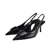 WQHPLMD Women Stiletto Stone Pattern Closed Pointed Toe Slingback Sandals Party Dance Prom Shoes 6.5 CM