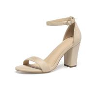 WQHPLMD Women's Block Heel Open Toe One Strap Heeled Sandals Wedding Party Dressy 8.8cm