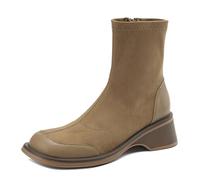 WQHPLMD Women's Boots Round Toe Thick Sole Mid Calf Boots Autumn and Winter Thick Heel High Boots Back Zipper Closure Suitable for Daily Casual Walking