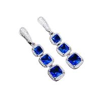 WQHPLMD Women's Changpo pear Earring, with Red Cubic Zircon on Three Sides.
