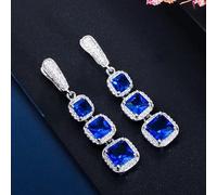 WQHPLMD Women's Changpo pear Earring, with Red Cubic Zircon on Three Sides.