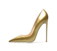 WQHPLMD Women's Closed Pointed Toe Pumps Slip on Stiletto Classic Wedding Dress Shoes 12cm