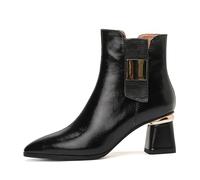 WQHPLMD Women's High Boots Pointed Toe Chunky Heel Short Boots Side Zip Closure Suitable for Autumn and Winter Sports Walking