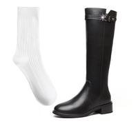 WQHPLMD Women's High Boots Pointed Toe Thick Heel Low Boots Back Zipper Closure Skinny Boots Suitable for Daily Leisure and Strolling