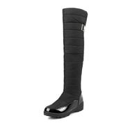 WQHPLMD Women's Over Knee Boots Round Toe Snow Warm Boots Flat Heel Platform Shoes Suitable for Outdoor Recreational Skiing