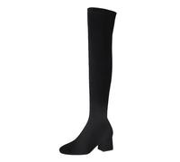 WQHPLMD Women's Over The Knee Boots Stretch Boots Round Toe Long Block Heels Suitable for Casual Dates in The Office