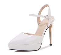 WQHPLMD Women's Pumps Pointed Toe Buckle Slingback Waterproof Platform Stiletto Shoes Solid Color Professional Shoes Heeled Sandals Suitable Ceremonial Banquet Models Catwalk