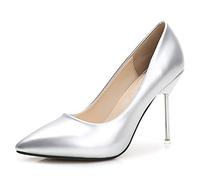 WQHPLMD Women's Pumps Pointy Patent Leather Slip on Stiletto Shoes Shallow Mouth Closed Toe High Heel Metal Heel Suitable for Casual Dress Dinner Wedding Dress