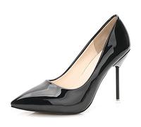 WQHPLMD Women's Pumps Pointy Patent Leather Slip on Stiletto Shoes Shallow Mouth Closed Toe High Heel Metal Heel Suitable for Casual Dress Dinner Wedding Dress