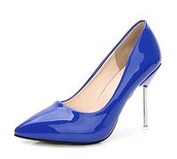 WQHPLMD Women's Pumps Pointy Patent Leather Slip on Stiletto Shoes Shallow Mouth Closed Toe High Heel Metal Heel Suitable for Casual Dress Dinner Wedding Dress