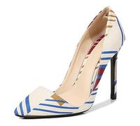 WQHPLMD Women's Pumps Pointy Slip on High Heel Color Matching Shallow Mouth Stiletto Shoes Suitable for Casual Wedding Reception Etiquette Bride