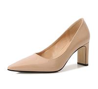 WQHPLMD Women's Pumps Pointy Slip on High Heel Patent Leather Shallow Mouth Chunky Heels Classic Professional Nightclub Model Catwalk Casual Shoe