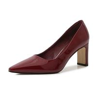 WQHPLMD Women's Pumps Pointy Slip on High Heel Patent Leather Shallow Mouth Chunky Heels Classic Professional Nightclub Model Catwalk Casual Shoe