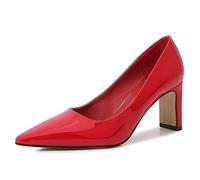 WQHPLMD Women's Pumps Pointy Slip on High Heel Patent Leather Shallow Mouth Chunky Heels Classic Professional Nightclub Model Catwalk Casual Shoe