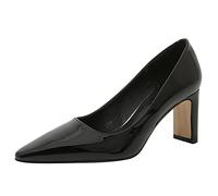 WQHPLMD Women's Pumps Pointy Slip on High Heel Patent Leather Shallow Mouth Chunky Heels Classic Professional Nightclub Model Catwalk Casual Shoe